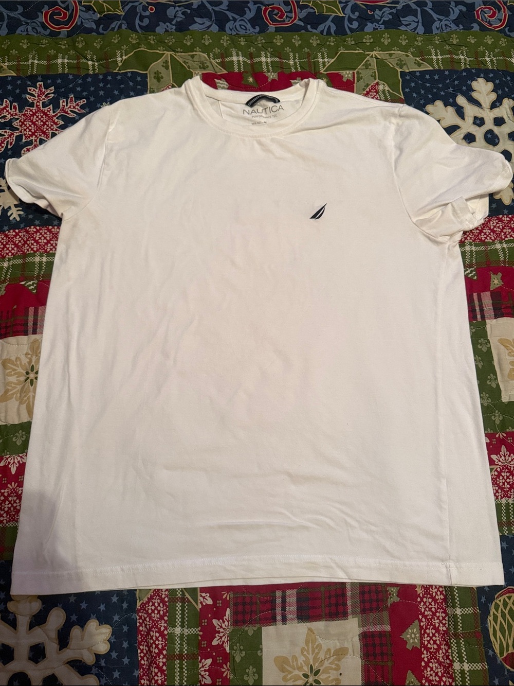 Nautica White Short Sleeve Crewneck Tee with Navy Logo